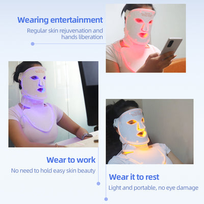 Mpow 4-Color Light Therapy Silicone Mask with Neck Care | 480 Chips Face & Neck Beauty Device