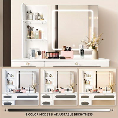 Mpow 53" Luxurious Makeup Vanity Desk White