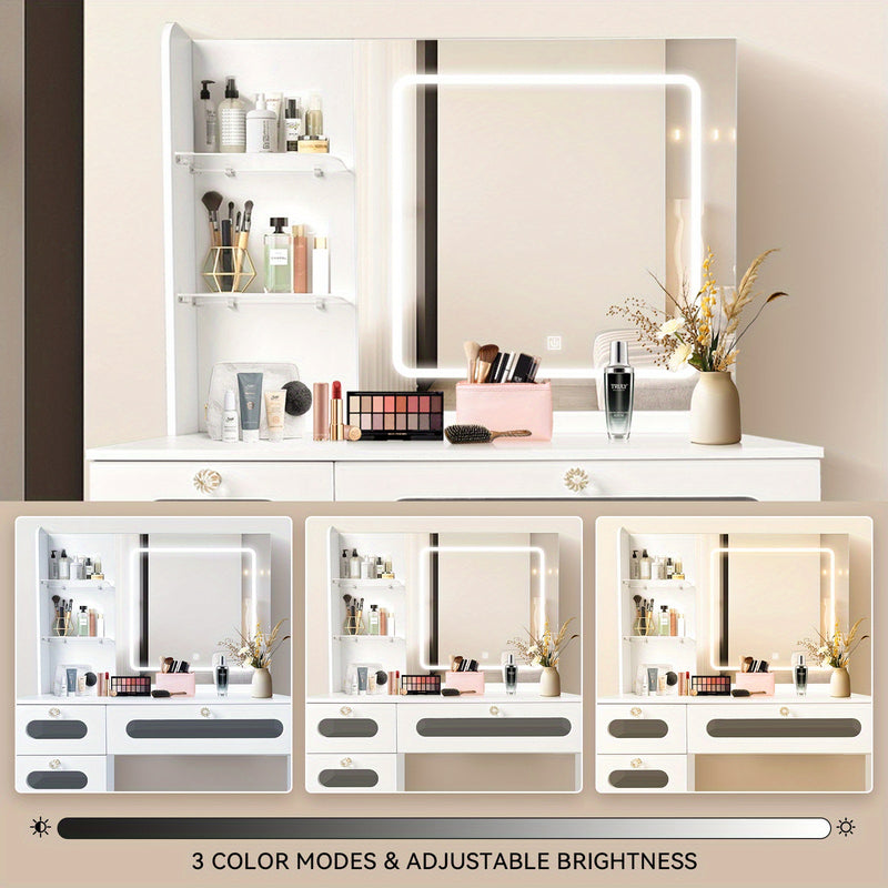 Mpow 53" Luxurious Makeup Vanity Desk White