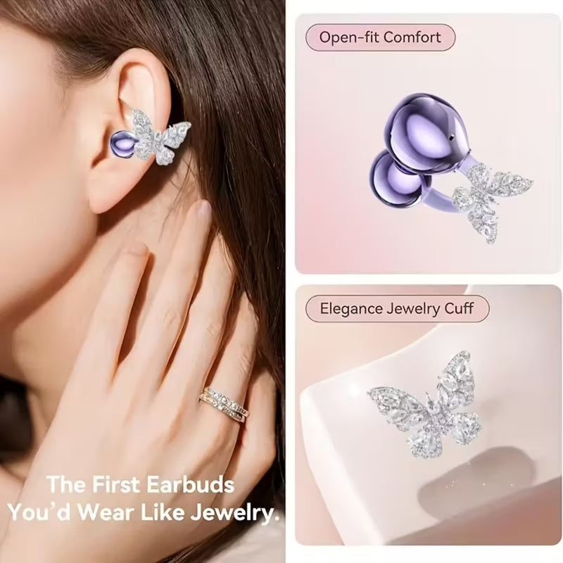 Mpow Detachable Crystal Ear Clip Earphones with Open-Back Bluetooth 5.4. A Fashionable Gift for Women with Ultra-Comfortable Wear