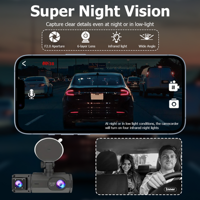 Mpow 2-inch IPS screen triple-lens WIFI HD driving recorder