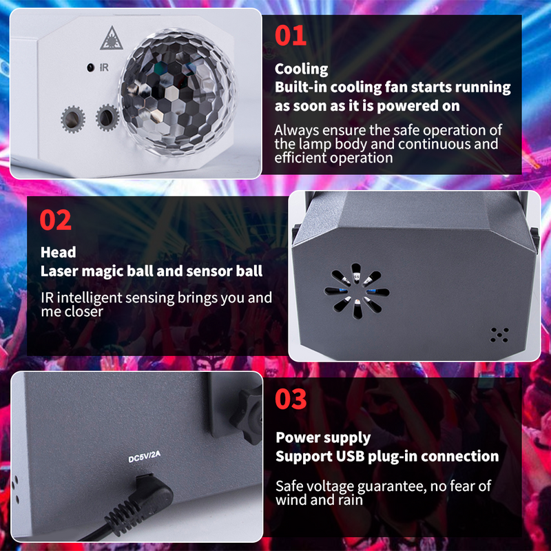 Mpow Laser Magic Ball Effect Light + Smoke Machine Set (Red, Green, and Blue), Voice-Controlled, Self-Propelled, and Remote Control—A Perfect Party Ambition