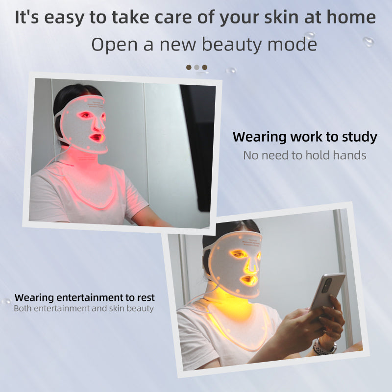 Mpow 4-Color Light Therapy Silicone Mask with Neck Care | 480 Chips Face & Neck Beauty Device