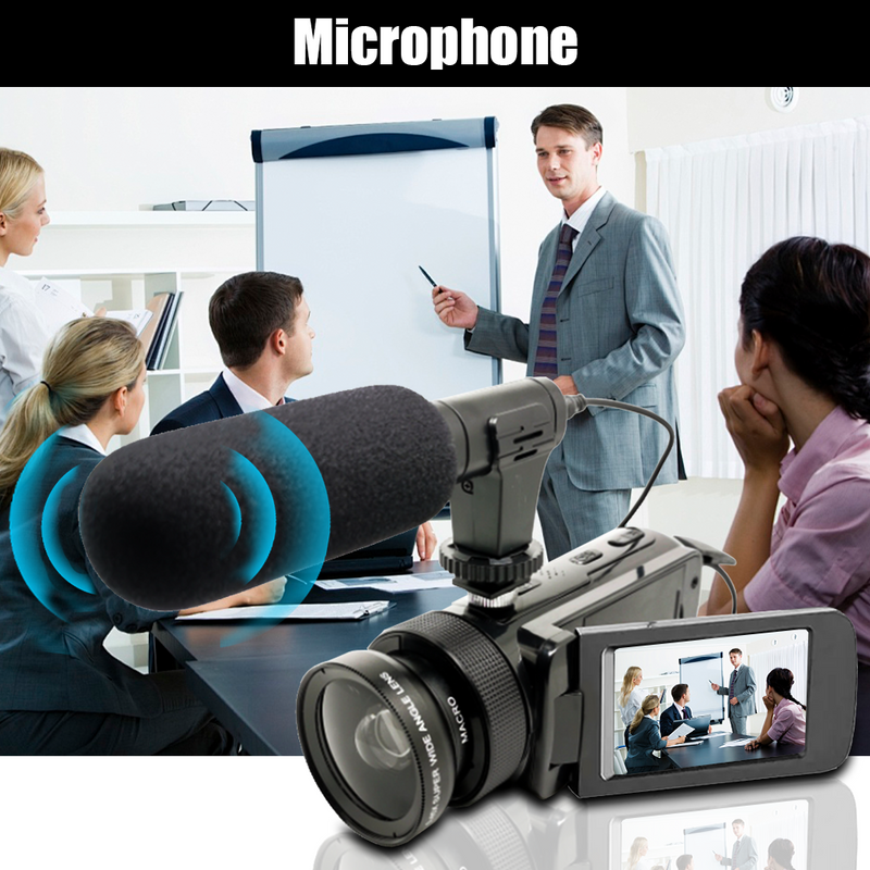 Mpow DV100 camera: 16-megapixel, 16x digital zoom, 32GB memory card, 2.4-inch screen, video and photo capabilities, multi-language support