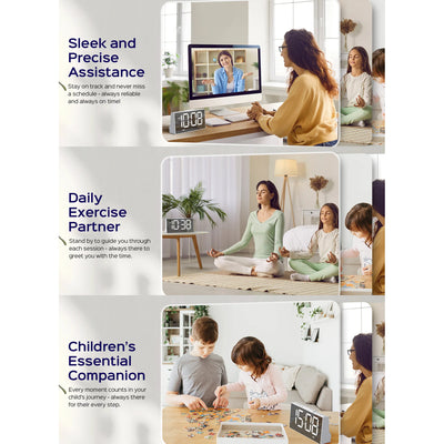 Mpow Alarm Clock, Mirror-finish, Digital Alarm Clock for Bedroom, Adjustable Brightness, Customizable Alarms, Automatically Dim at Night, Progressive Volume, DST