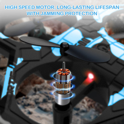 Mpow Toy Drone with 3.7V 500mAh Battery (40-Minute Fast Charge), 50-70m Remote Control/Flight Altitude, Throw, Roll, and Hold Altitude Function, and 2.4GHz Signal Support