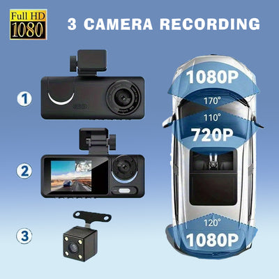 Mpow 2.0-inch IPS Screen Triple-Camera Wi-Fi Dash Cam