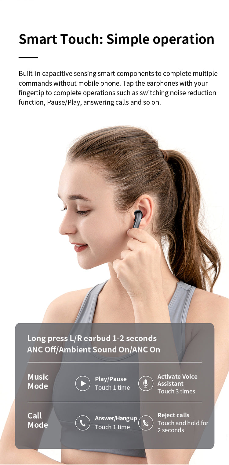 Mpow Wireless noise reduction Bluetooth 5.3 music headphones Black