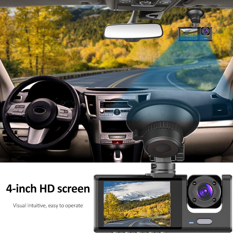 Mpow 2.0 inch IPS screen driving recorder with 32GB TF card on front and back