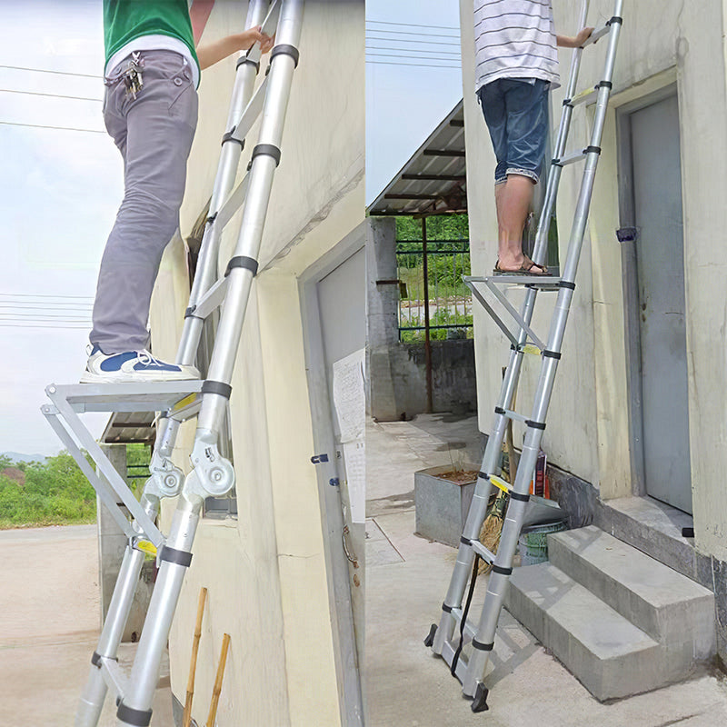 Mpow Telescoping Ladder Accessory - 35x26.5cm Iron Platform, 400LBS Capacity, Anti-Slip & Magnetic Tray