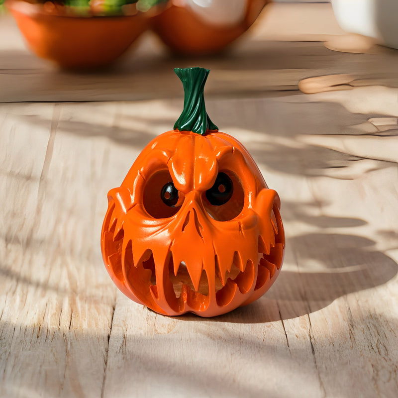 Mpow Small Hollow Yellow LED Lighted Pumpkin Lantern for Halloween Decorations. 8-Hour Auto-Illumination Timer. 3 AA Batteries for A 1-Month Life. Suitable for Indoor and Outdoor Use