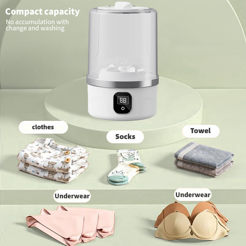 Mpow Mini Wireless Washing Machine with 3000mAh Rechargeable Battery and 15W Power for Efficient Cleaning, Portable, and Space-Saving Design for Underwear and Baby Clothes