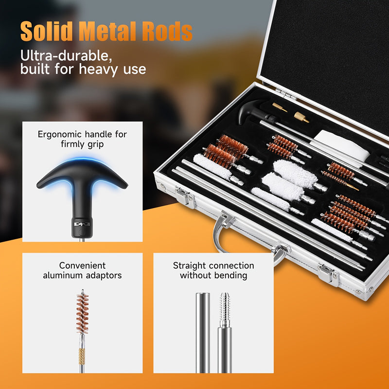 Mpow Barrel Cleaning Kit  - Aluminum Rods & Case, Complete Brass/Brush Set for All Calibers