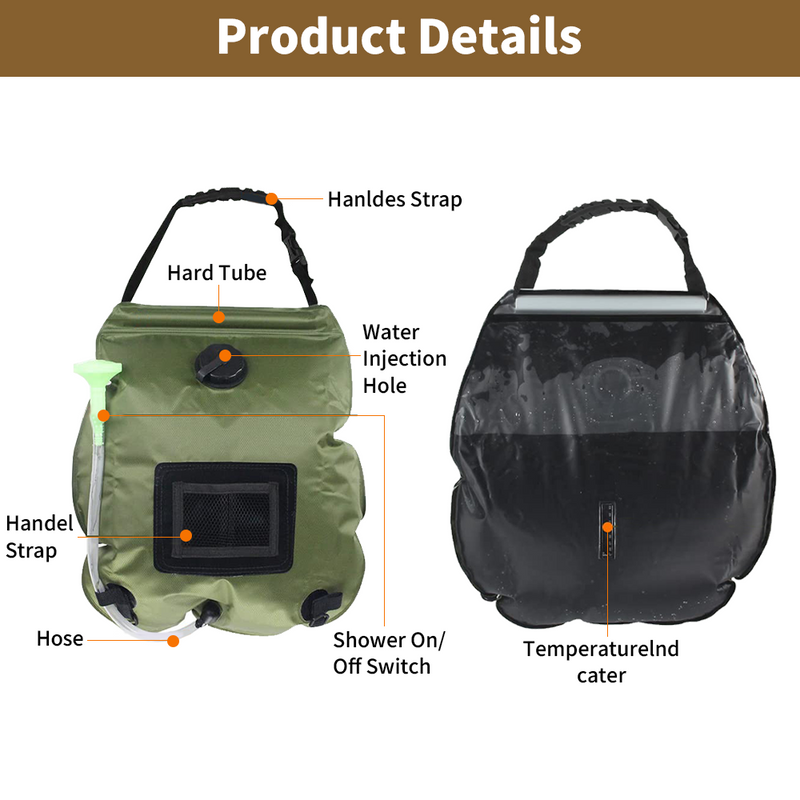 Mpow Pop - Up Camping Shower Tent with Solar Shower Bag - 6.2FT Height, Blocking, Portable Privacy Shelter