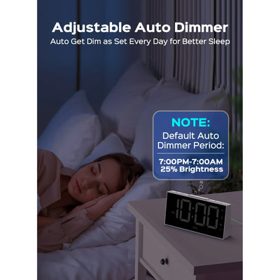 Mpow Alarm Clock, Mirror-finish, Digital Alarm Clock for Bedroom, Adjustable Brightness, Customizable Alarms, Automatically Dim at Night, Progressive Volume, DST