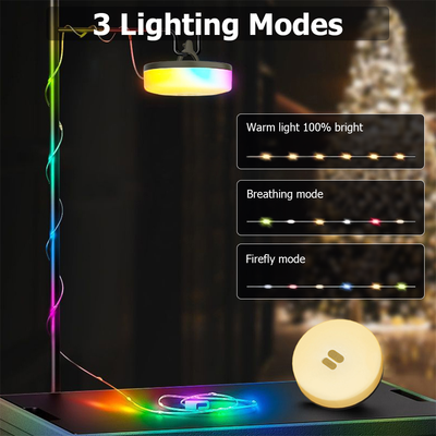 Mpow Starry Sky Camping Lantern in Wilderness Green/Desert Yellow: 24 White LEDs + 12 Red LEDs + 10-meter Light String, App-Controlled RGB Tape