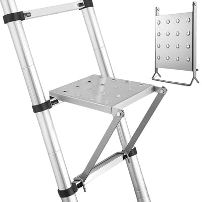 Mpow Telescoping Ladder Accessory - 35x26.5cm Iron Platform, 400LBS Capacity, Anti-Slip & Magnetic Tray