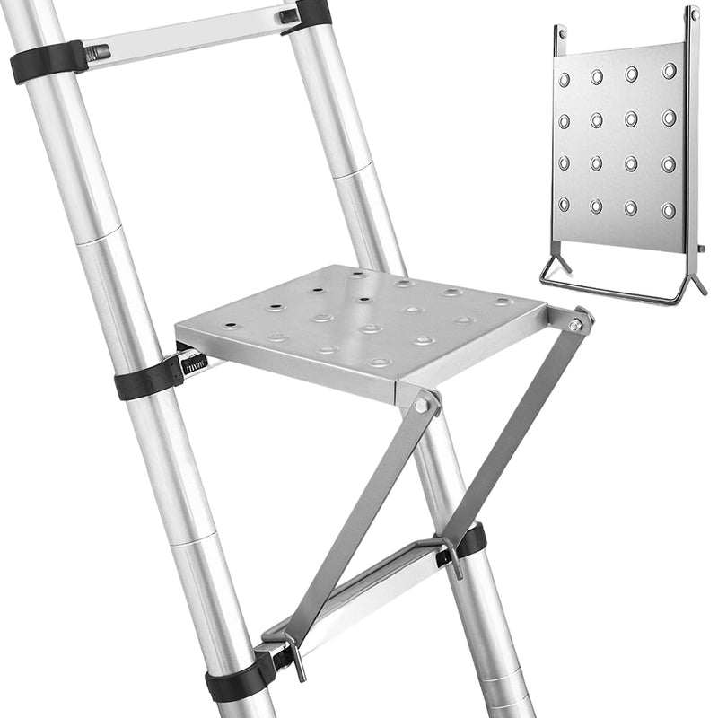 Mpow Telescoping Ladder Accessory - 35x26.5cm Iron Platform, 400LBS Capacity, Anti-Slip & Magnetic Tray