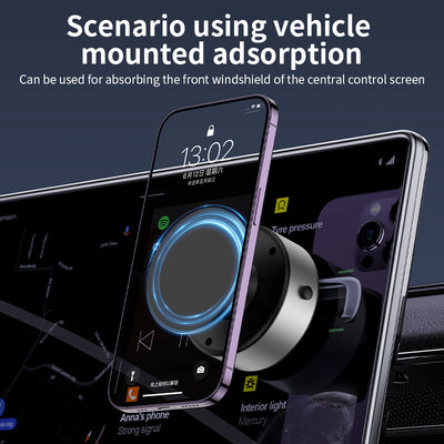 Mpow Suction Cup Magnetic Phone Holder for 4.7-7 Inches, Universal, All Car Models, ABS+PC+Aluminum Alloy, Black and Silver, Portable