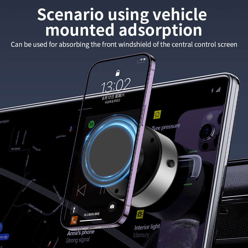 Mpow Suction Cup Magnetic Phone Holder for 4.7-7 Inches, Universal, All Car Models, ABS+PC+Aluminum Alloy, Black and Silver, Portable