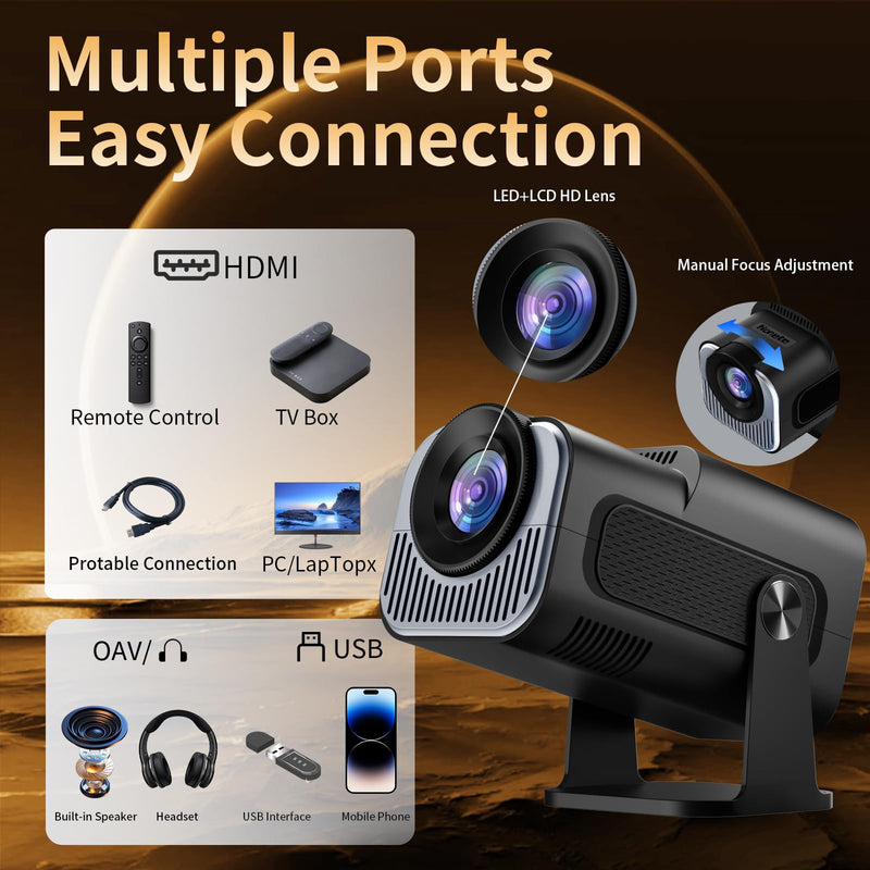Mpow WiFi 6 Projector with Bluetooth 5.2, Android 11, 4K Decoding, Full HD, 180° Rotation, and 360° Surround Sound