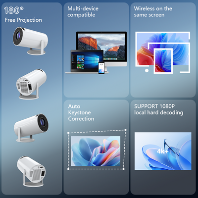 Mpow Projector with 4K decoding, Full HD, WiFi 6, Bluetooth 5.2, Android 11, 180° rotation, and 360° surround sound