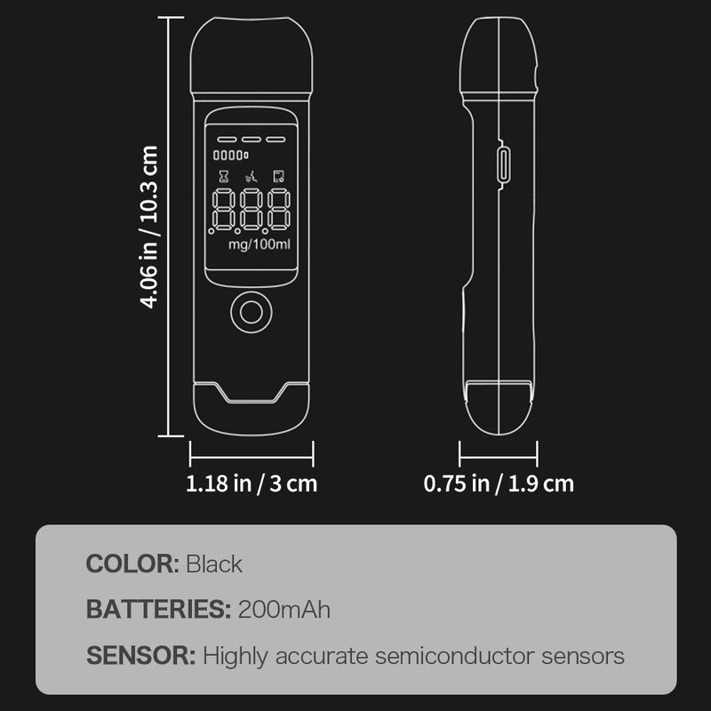 Mpow Alcohol Tester with HD LCD Display - Fast & Accurate, Rechargeable