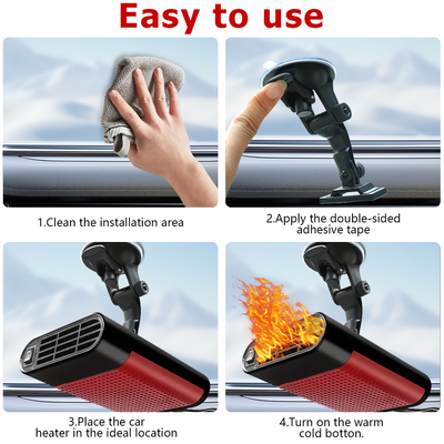 Mpow 12V USB-Rechargeable Car Heater, ABS Material, Suction Cup Mount, Compatible with Multiple Vehicles