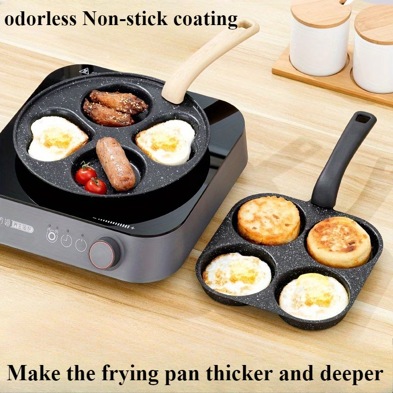 MPOW 4 in 1 Cast Iron Non-Stick Egg Cooker with Single Handle Pancake