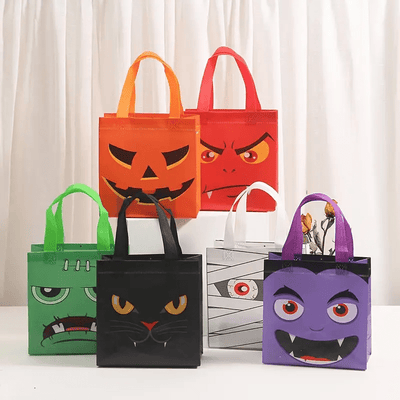 Mpow Halloween Cartoon Printed Trick or Treat Tote Bags Set