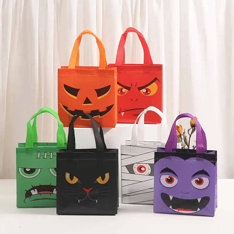Mpow Halloween Cartoon Printed Trick or Treat Tote Bags Set