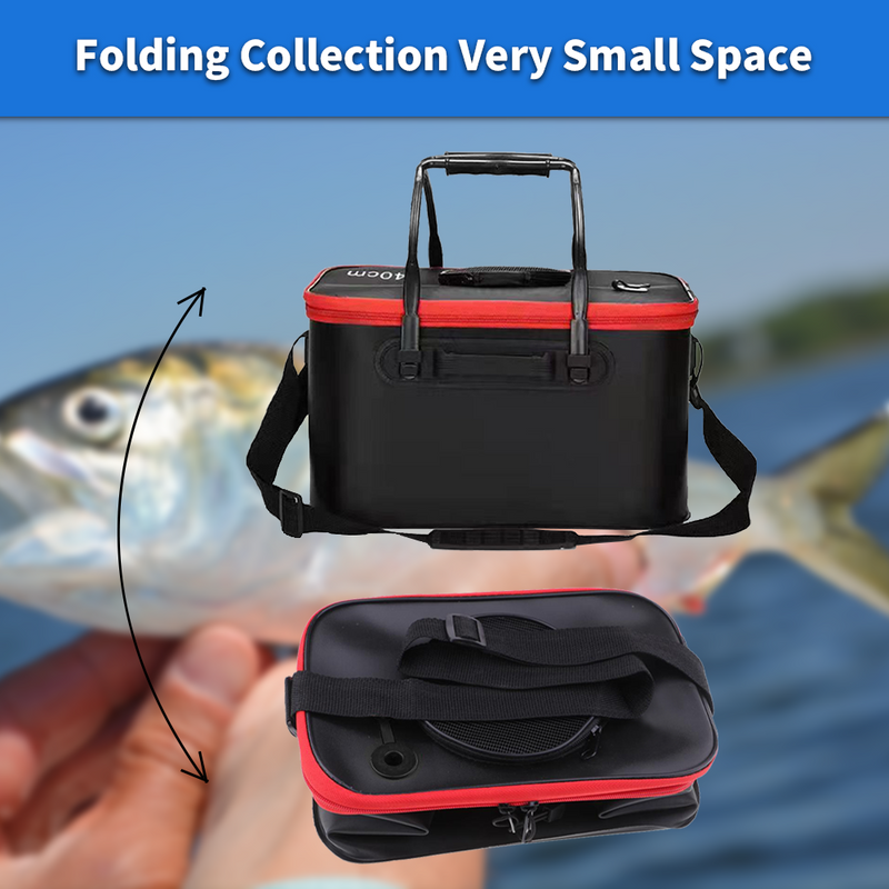 Mpow Foldable EVA Fishing Bucket + Rechargeable Oxygen Pump: Keeps Live Bait Fresh, Leakproof, Durable, and Multi-Purpose Portable Outdoor Fishing Tool