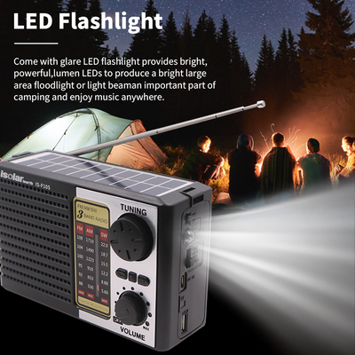 Mpow Multi-band radio with solar charging and lithium battery, Bluetooth speaker, and 3-inch speaker. A portable outdoor radio