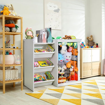 Mpow Plush Animal Storage Rack + Toy Storage Box All-in-One Multifunctional Toy Storage Cabinet, Home Classification Storage Rack, Perfect Kids' Room Organization Tool