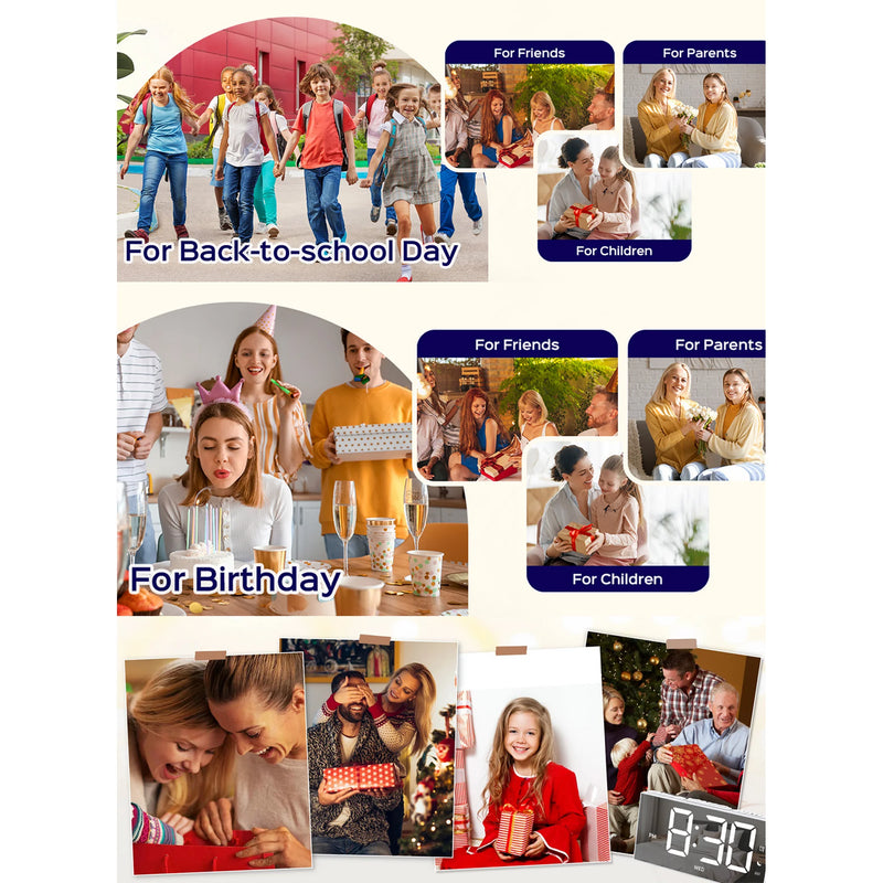 Mpow Alarm Clock, Mirror-finish, Digital Alarm Clock for Bedroom, Adjustable Brightness, Customizable Alarms, Automatically Dim at Night, Progressive Volume, DST