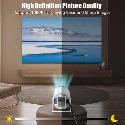 Mpow Projector with 4K decoding, Full HD, WiFi 6, Bluetooth 5.2, Android 11, 180° rotation, and 360° surround sound