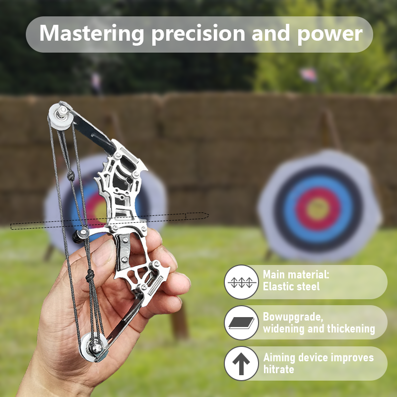 Mpow Small Compound Bow with 12 Arrows, Stainless Steel, Portable, Mini, Interactive, Stress-Relief, Shooting Competition Craft