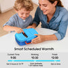 MPOW Cordless Electric Lunch Box, Heated Lunch Box for Kids, Battery Powered with Automatic Scheduled Heating - 2 Compartments & 2 Temperature Zones(Sky Blue)