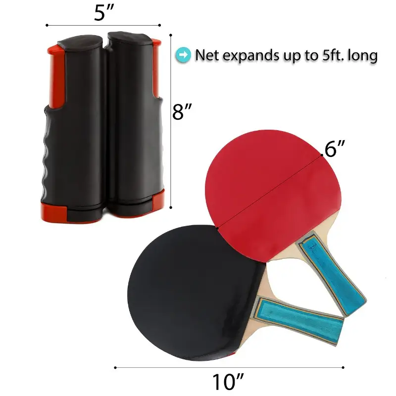Mpow Outdoor table tennis set with net, 2 paddles, and 3 balls. Easy to assemble and portable. Perfect for outdoor fun with family and friends
