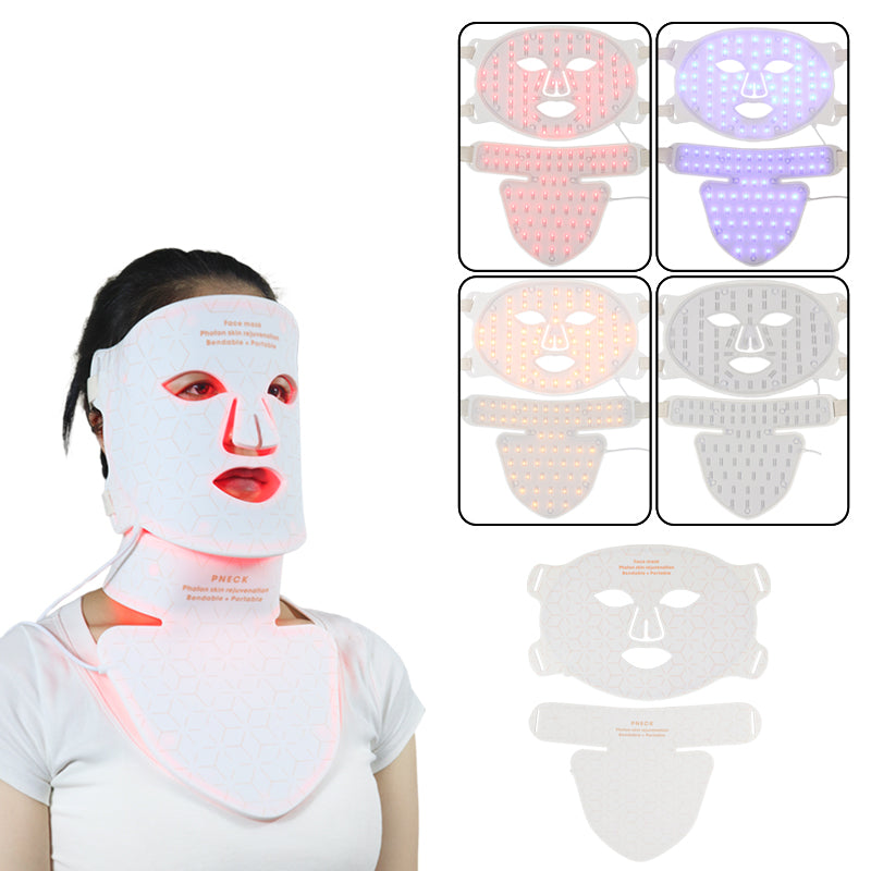 Mpow 4-Color Light Therapy Silicone Mask with Neck Care | 480 Chips Face & Neck Beauty Device