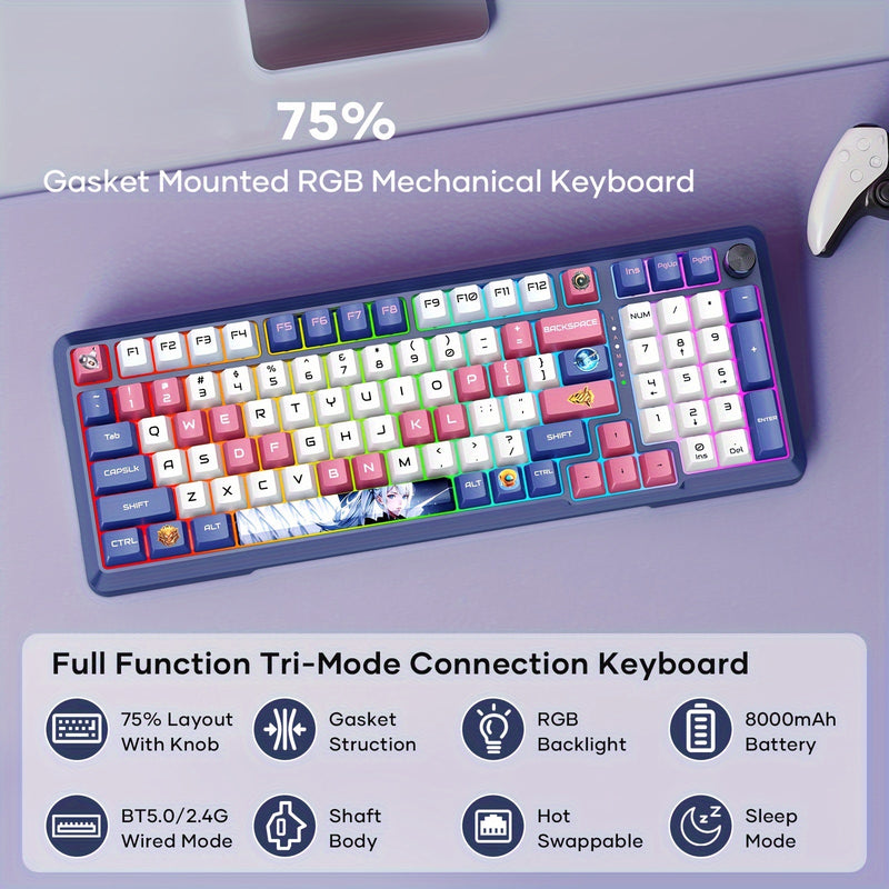 Mpow Wireless Anime Theme Mechanical Keyboard,  Hi-Fi Linear Switch