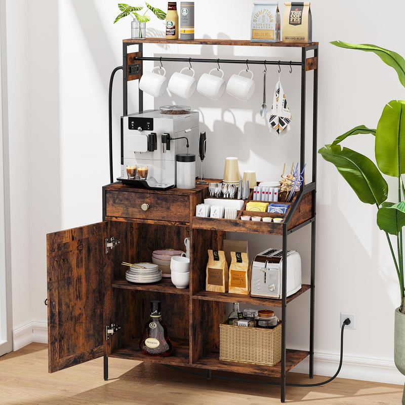 Mpow Coffee Station Cabinet with Storage & Hooks
