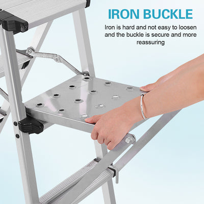 Mpow Telescoping Ladder Accessory - 35x26.5cm Iron Platform, 400LBS Capacity, Anti-Slip & Magnetic Tray