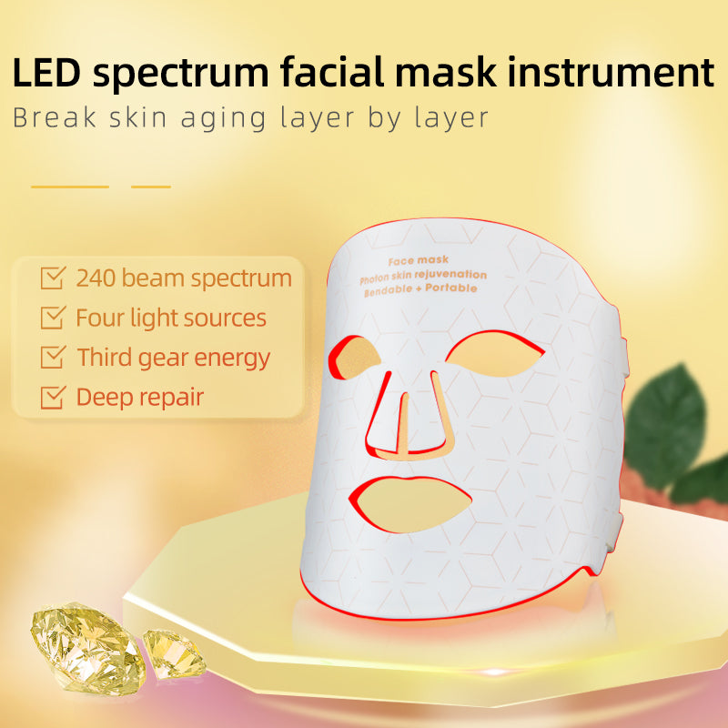 Mpow 4-Color Light Therapy Silicone Mask | 480 Chips Face & Neck Beauty