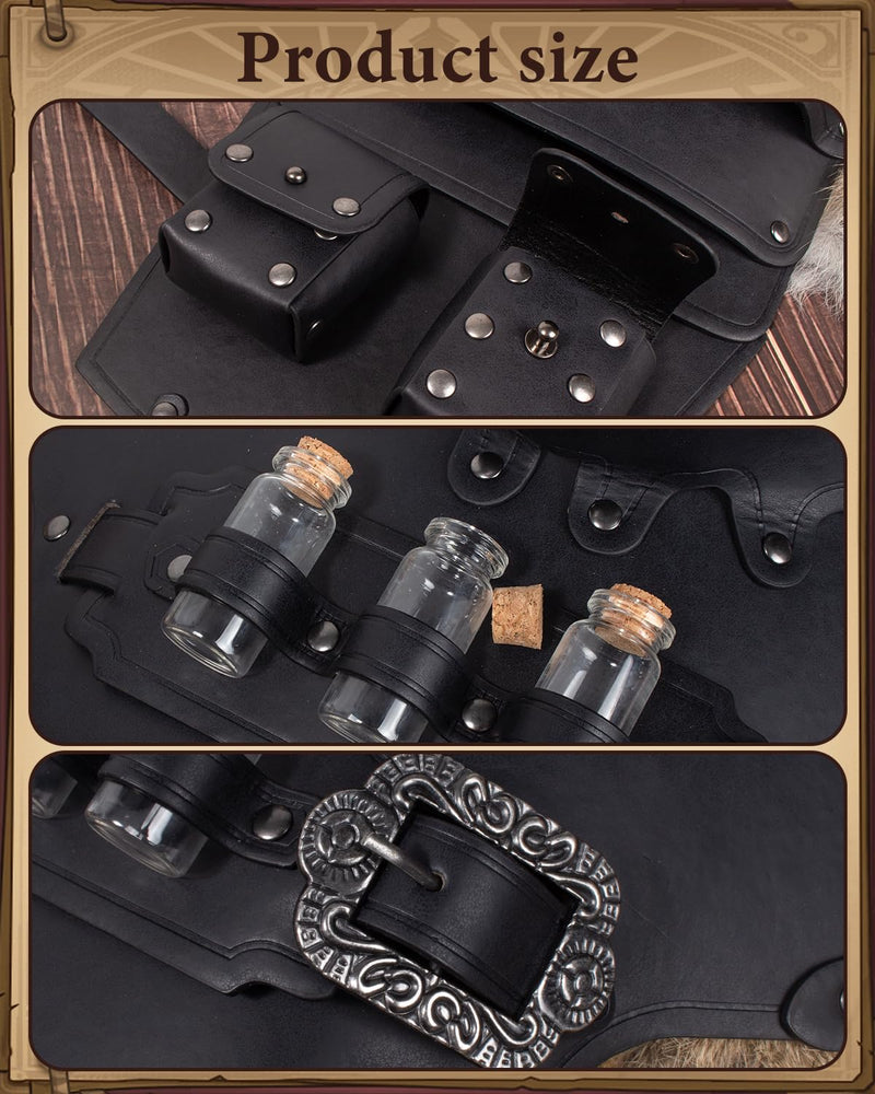 Mpow Medieval Warrior Knight Shoulder Armor with 3 Empty Decor Vials - Renaissance & Cosplay Ready