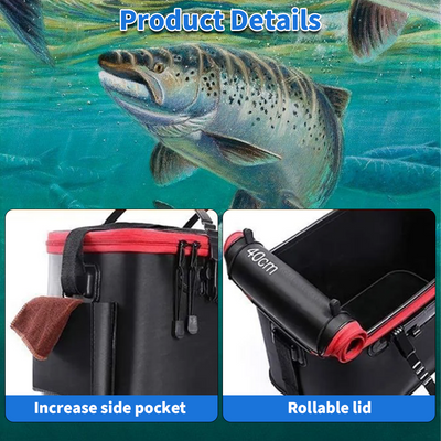 Mpow Foldable EVA Fishing Bucket + Rechargeable Oxygen Pump: Keeps Live Bait Fresh, Leakproof, Durable, and Multi-Purpose Portable Outdoor Fishing Tool