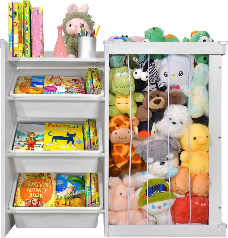 Mpow Plush Animal Storage Rack + Toy Storage Box All-in-One Multifunctional Toy Storage Cabinet, Home Classification Storage Rack, Perfect Kids&