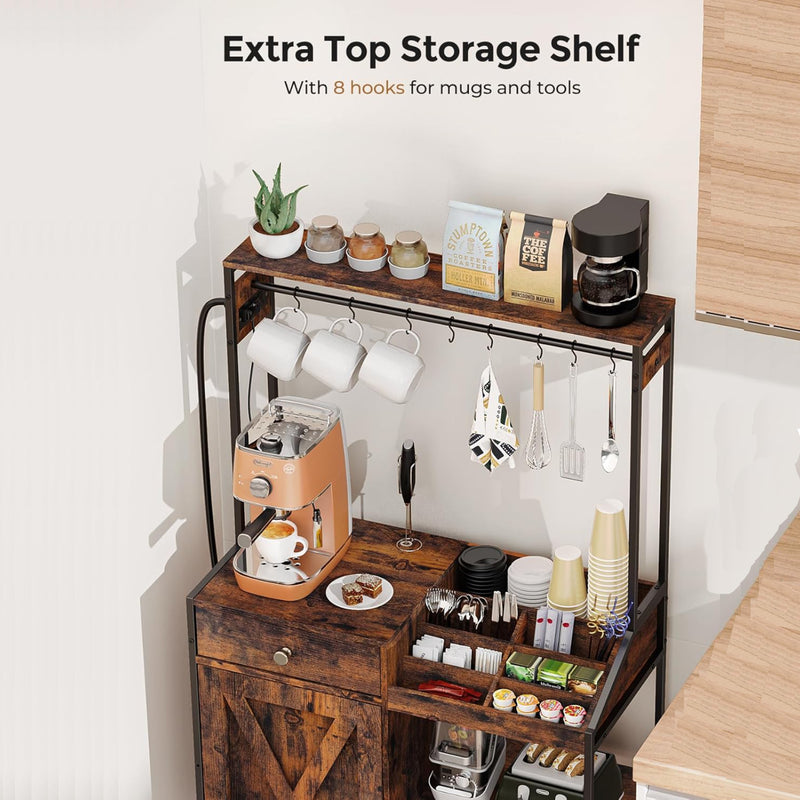 Mpow Coffee Station Cabinet with Storage & Hooks