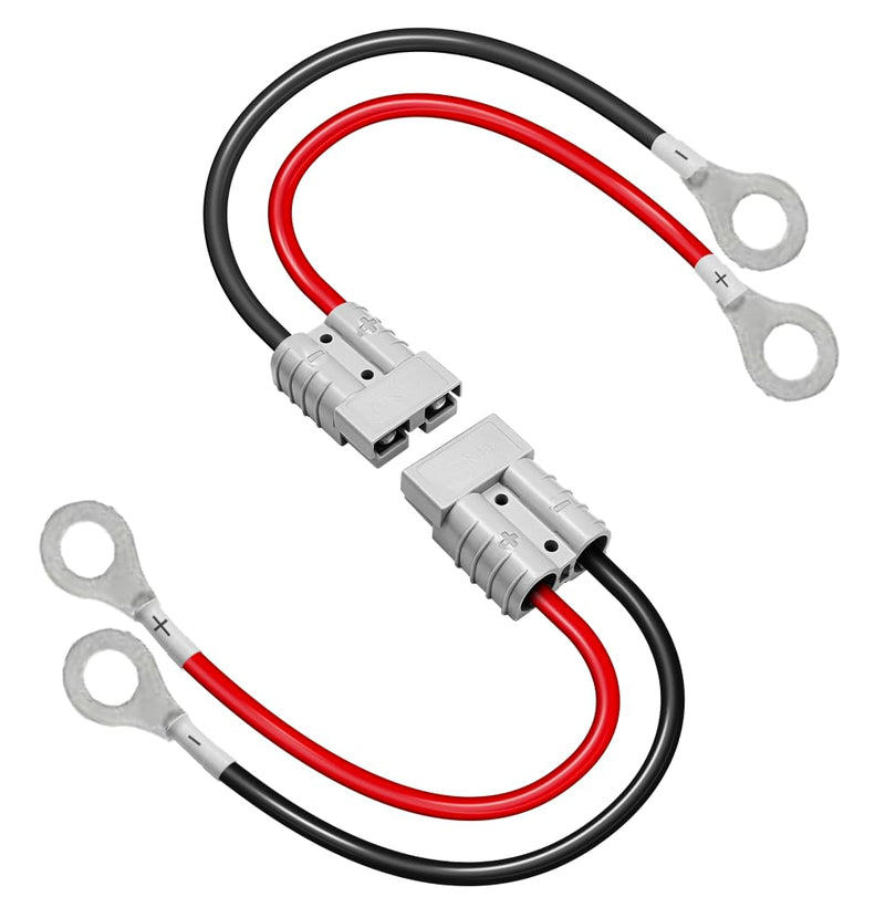 MPOW 2 Pack 50A Anderson Plug Connector Extension Cable Kit, 30CM Red