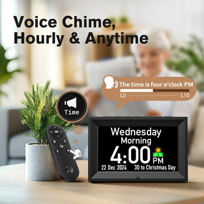 Mpow 7'' Digital Calendar Clock, Talking Clock with 10 Volumes, 6 Display with 10 Color Modes, 10 Levels Auto Dimmable, Alarms & Birthday & Holiday Reminders, 3 Pill Reminders Clock for Seniors